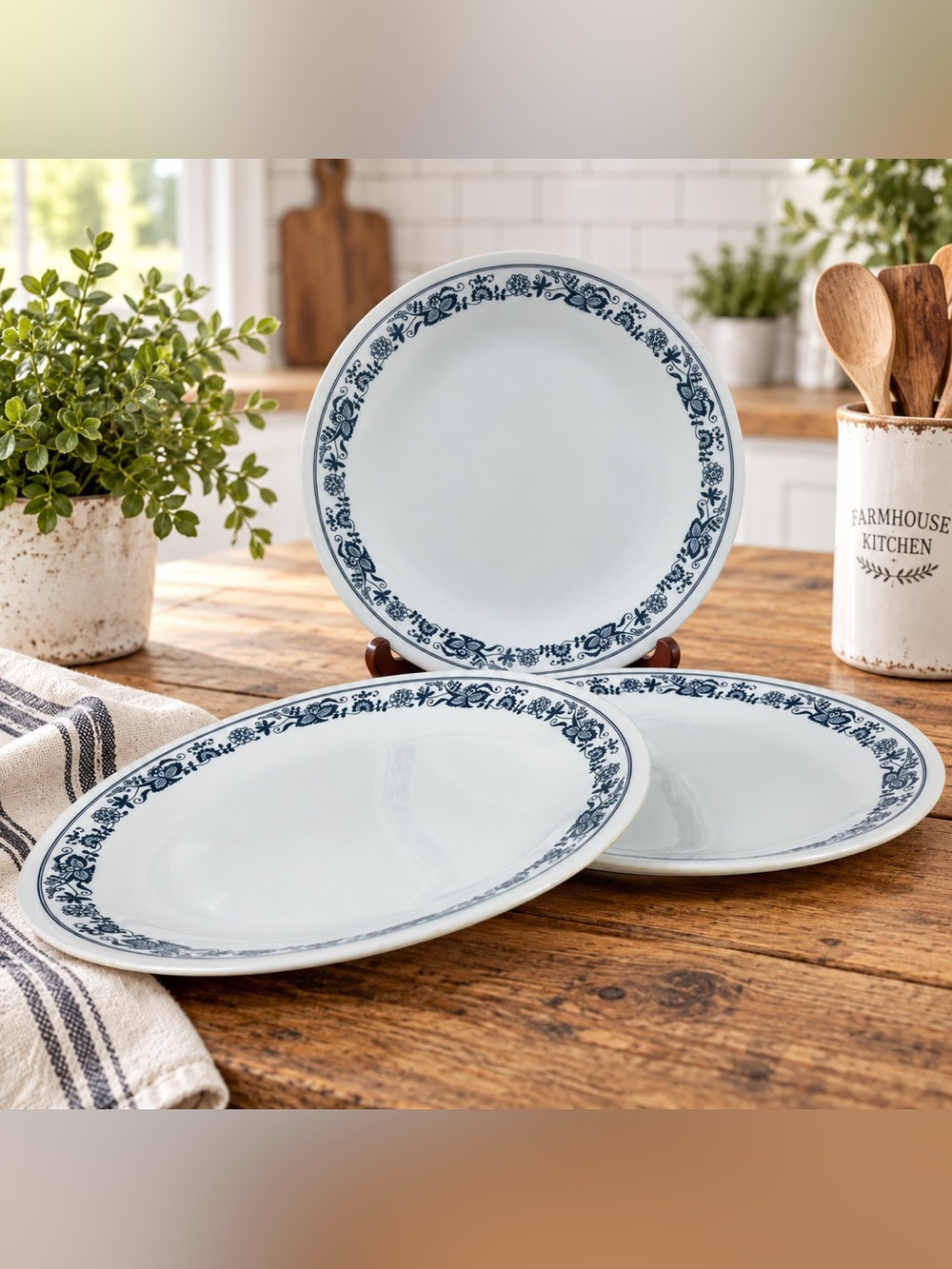 Vintage Corelle Old Town Blue 10.25” Dinner Plates Set of 4 Corning USA